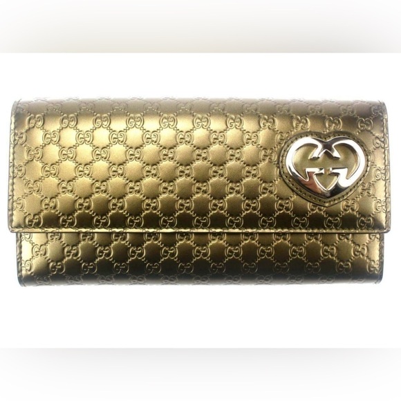 Gucci GG microguccissima gold Heart Plaque Clutch Wallet - Picture 1 of 10